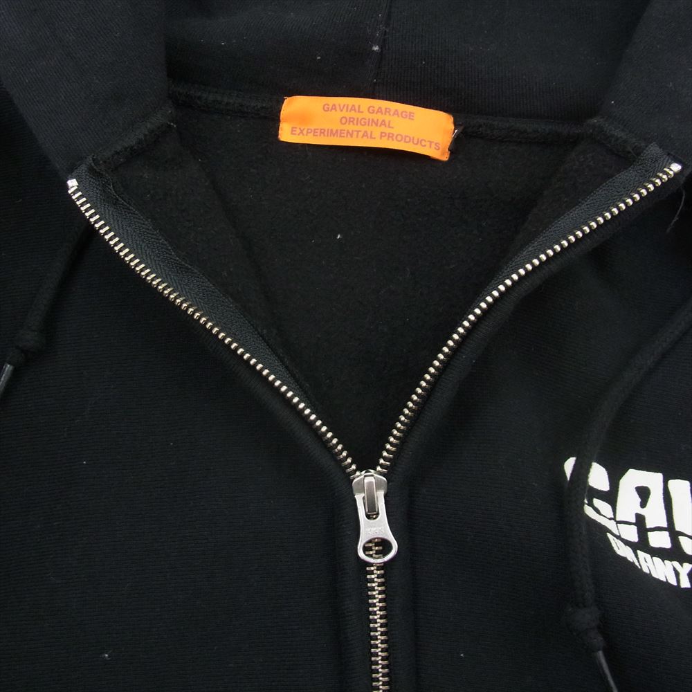 GAVIAL ガヴィル GAVIAL GARAGE プリント ジップ アップ パーカー ブラック系 XL【中古】