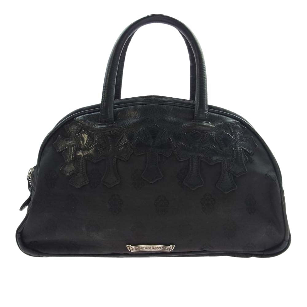 CHROME HEARTS クロムハーツ（原本無） GYM SM ジムバッグ スモール セメタリー クロスパッチ ナイロン×レザー ハンドバッグ ブラック ブラック系【中古】