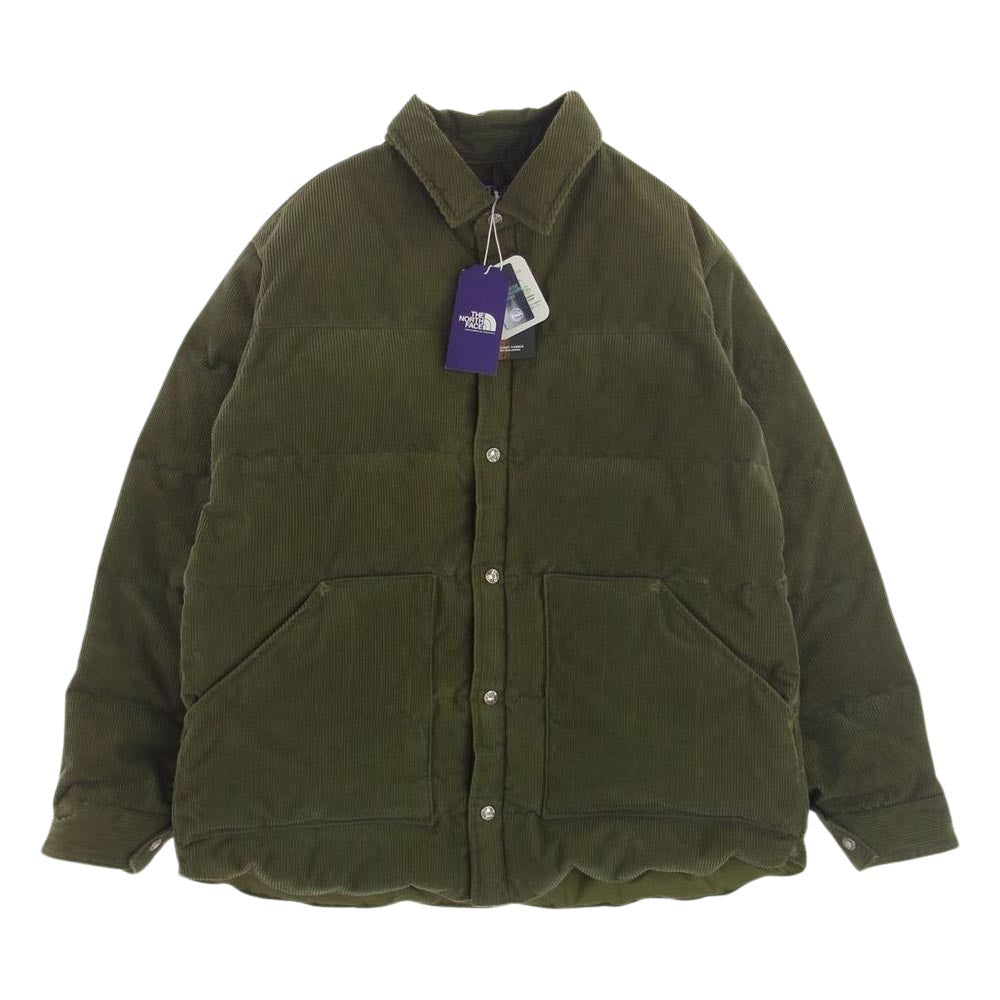 THE NORTH FACE ノースフェイス ND2154N PURPLE LABEL パープルレーベル Corduroy Down Shirt Jacket コーデュロイ ダウン シャツジャケット カーキ系 XL【極上美品】【中古】