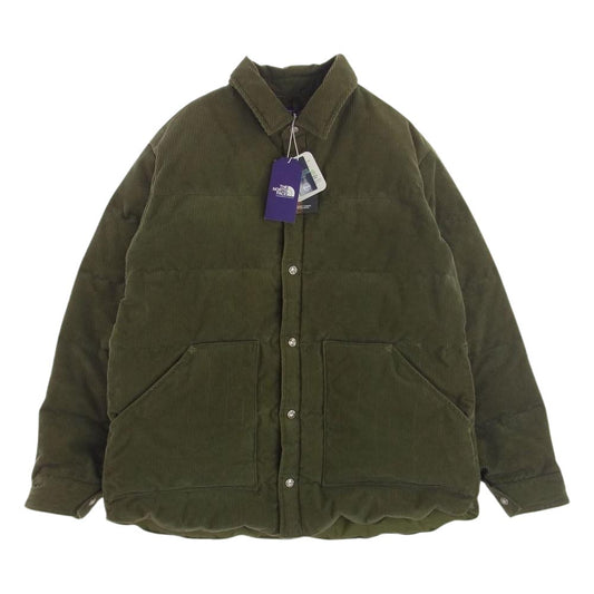 THE NORTH FACE ノースフェイス ND2154N PURPLE LABEL パープルレーベル Corduroy Down Shirt Jacket コーデュロイ ダウン シャツジャケット カーキ系 XL【極上美品】【中古】