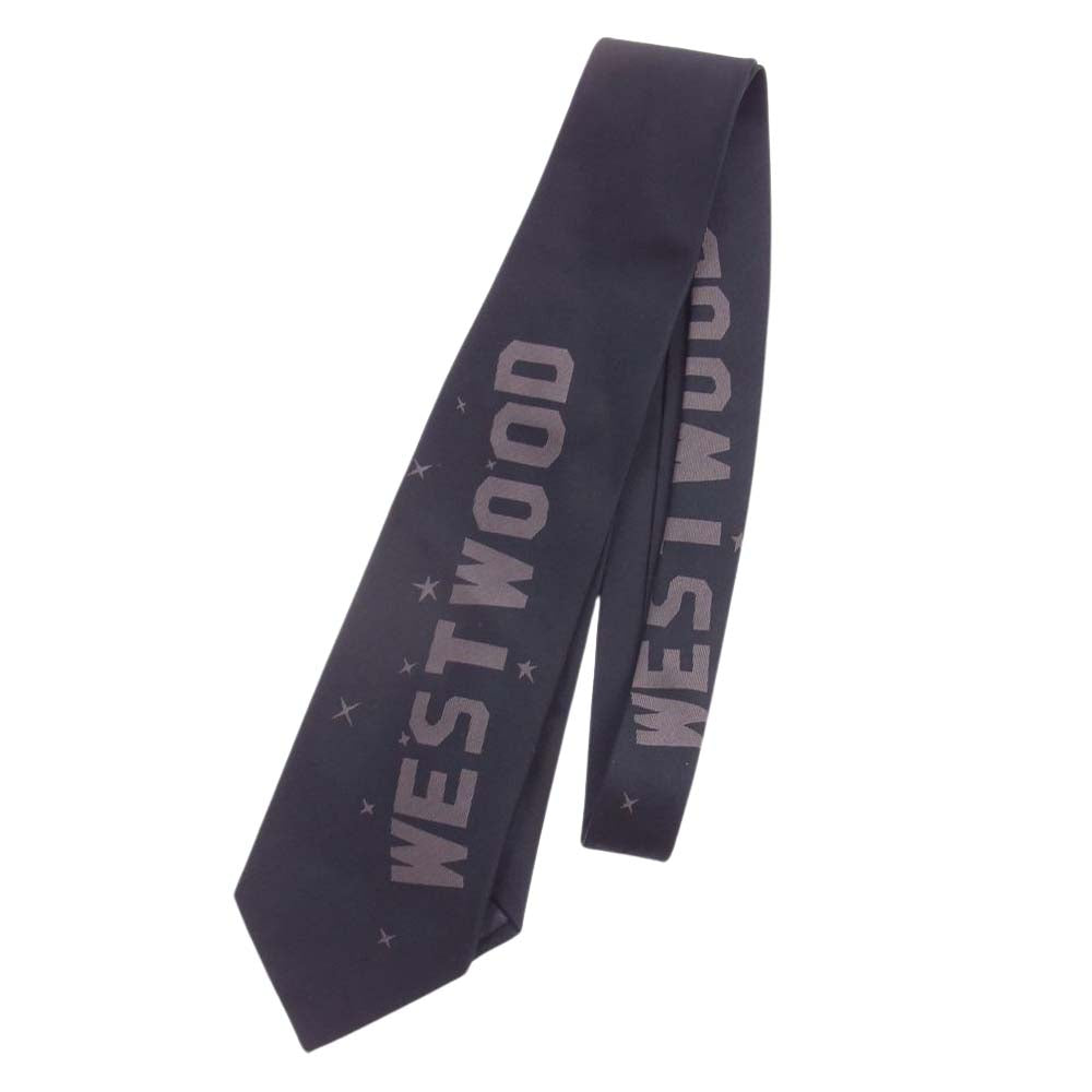 Vivienne Westwood ヴィヴィアンウエストウッド シルク ロゴ ネクタイ ブルー ブラック系【中古】