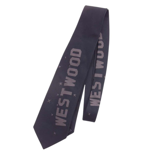 Vivienne Westwood ヴィヴィアンウエストウッド シルク ロゴ ネクタイ ブルー ブラック系【中古】