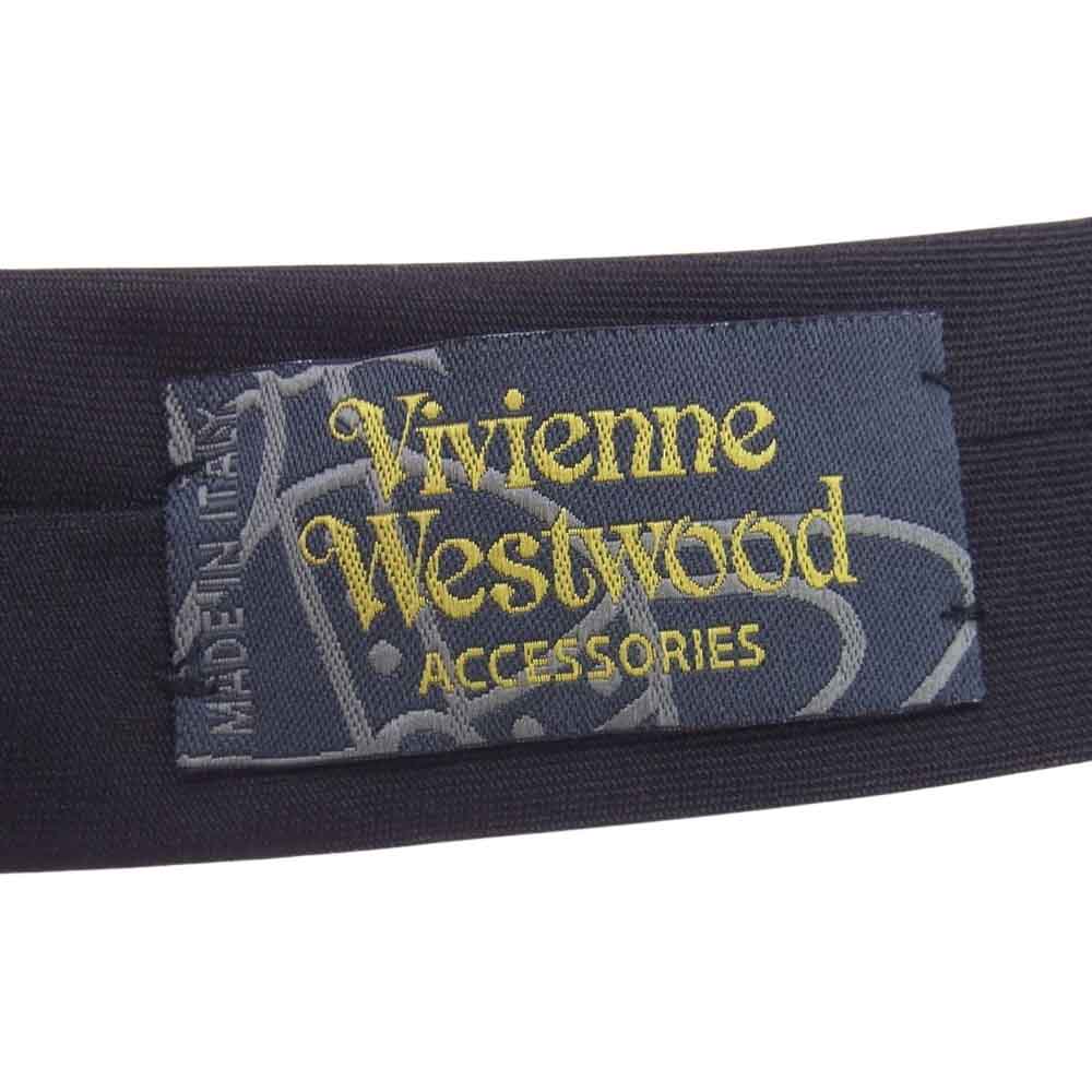 Vivienne Westwood ヴィヴィアンウエストウッド シルク ロゴ ネクタイ ブルー ブラック系【中古】