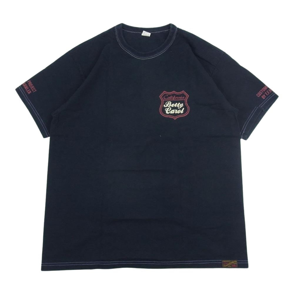 THE FLAT HEAD ザフラットヘッド プリント Tシャツ 黒系 ネイビー系 42【中古】