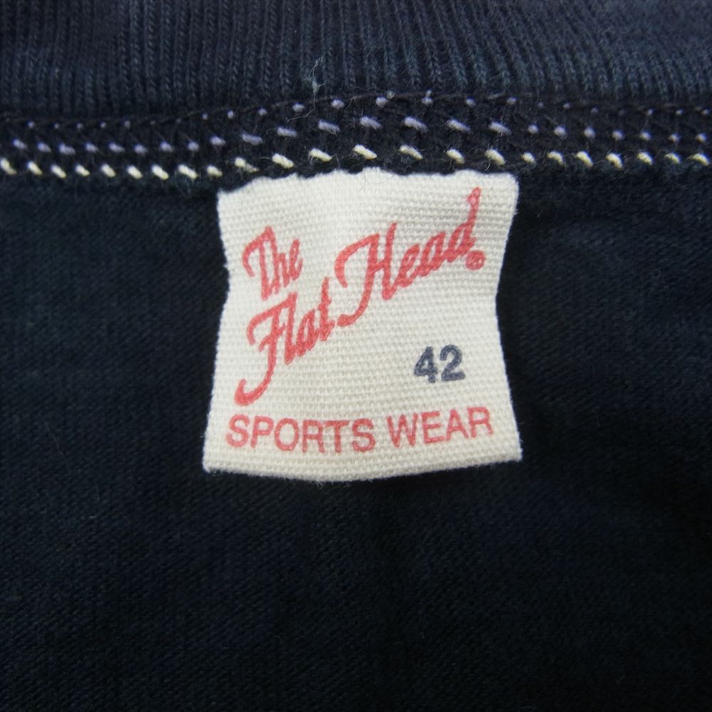 THE FLAT HEAD ザフラットヘッド プリント Tシャツ 黒系 ネイビー系 42【中古】