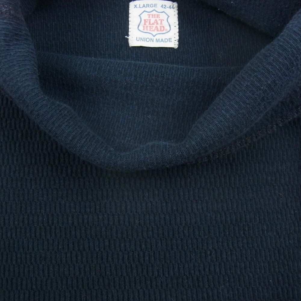 THE FLAT HEAD ザフラットヘッド モックネック サーマル 長袖 カットソー ネイビー系 XL【中古】