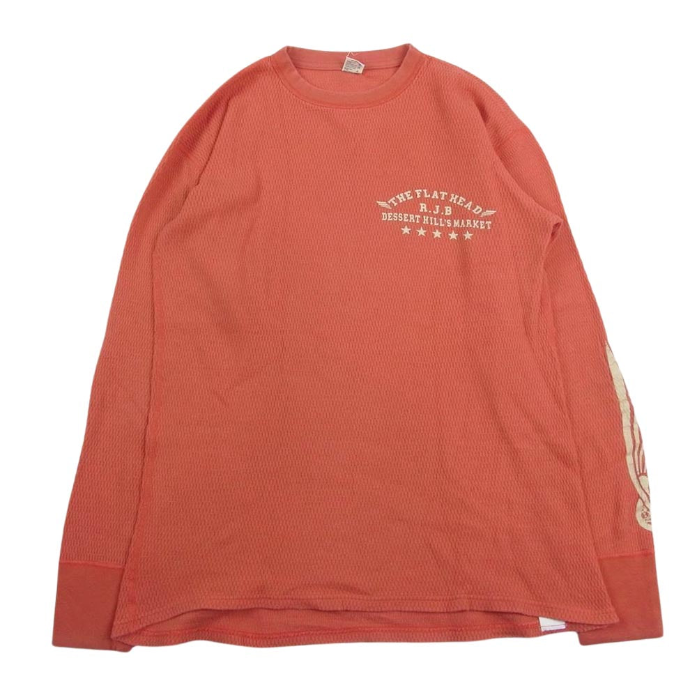 THE FLAT HEAD ザフラットヘッド プリント サーマル 長袖 カットソー オレンジ系 42【中古】