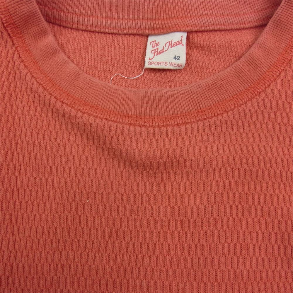 THE FLAT HEAD ザフラットヘッド プリント サーマル 長袖 カットソー オレンジ系 42【中古】