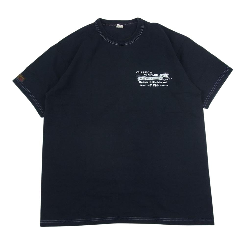 THE FLAT HEAD ザフラットヘッド プリント Tシャツ ネイビー系 42【中古】
