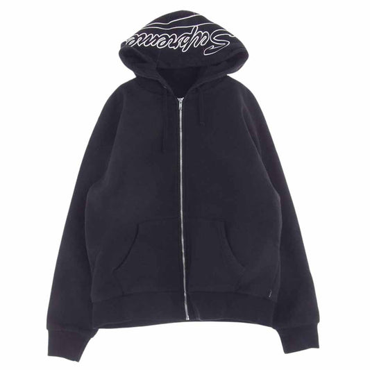 Supreme シュプリーム 18AW THERMAL ZIP UP SWEATSHIRT サーマル ジップアップ スウェット パーカー ブラック系 M【中古】
