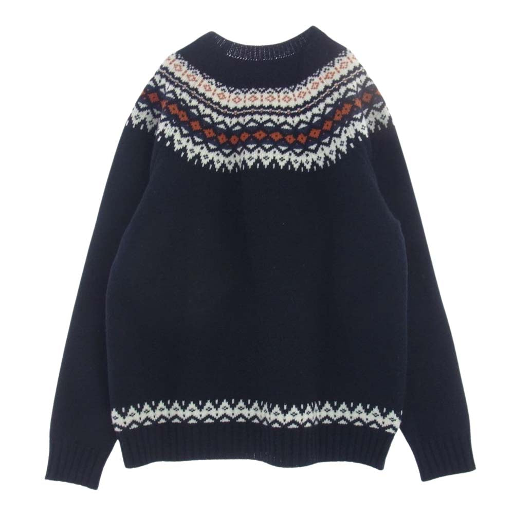 JUNYA WATANABE COMME des GARCONS MAN ジュンヤワタナベコムデギャルソンマン 21AW WH-N002 Nordic pattern sweater ノルディックパターン クルーネックリブ セーター ニット ネイビー系 M【中古】