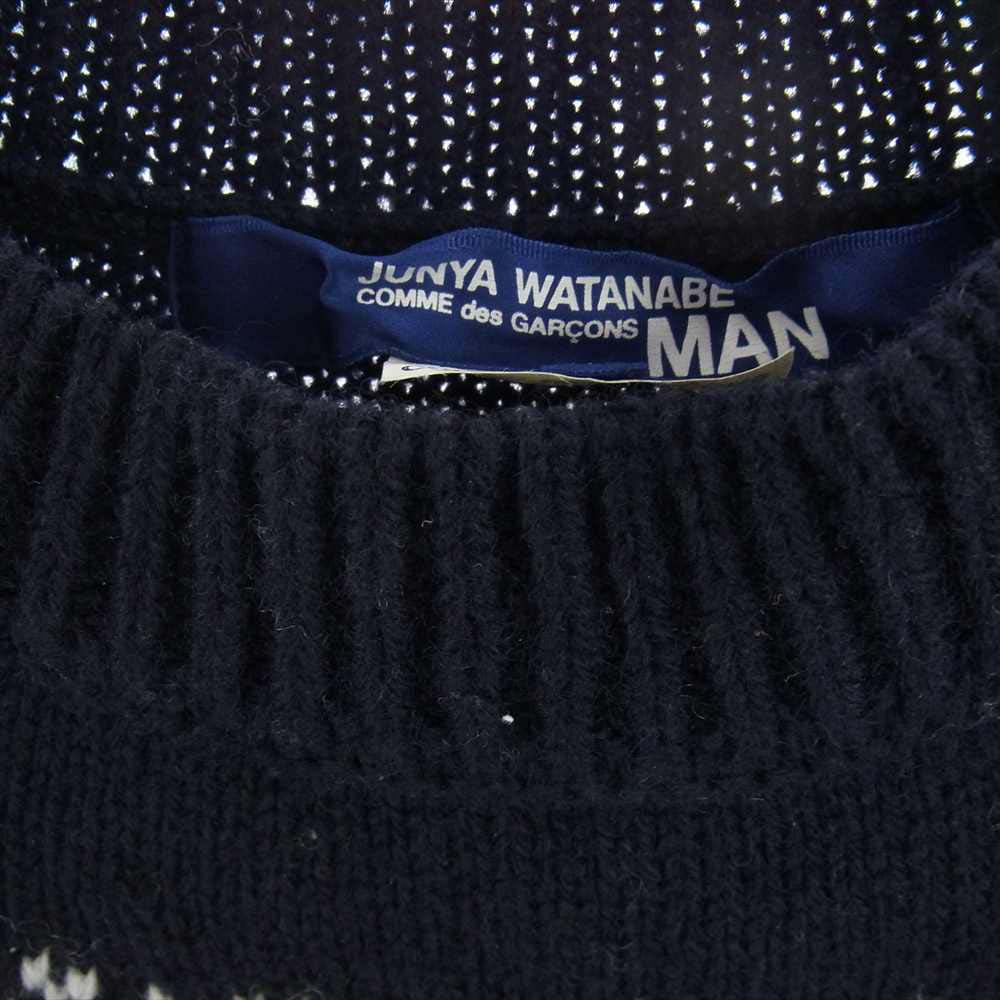 JUNYA WATANABE COMME des GARCONS MAN ジュンヤワタナベコムデギャルソンマン 21AW WH-N002 Nordic pattern sweater ノルディックパターン クルーネックリブ セーター ニット ネイビー系 M【中古】