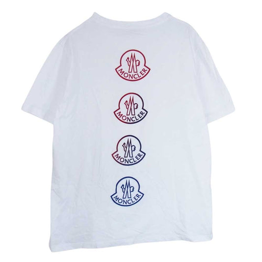 MONCLER モンクレール MAGLIA T-SHIRT マグリア ロゴプリント バックフロッキーロゴ クルーネック 半袖 Tシャツ ホワイト系 XL【中古】