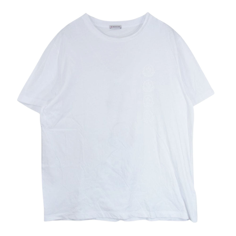 MONCLER モンクレール MAGLIA T-SHIRT マグリア ロゴプリント バックフロッキーロゴ クルーネック 半袖 Tシャツ ホワイト系 XL【中古】