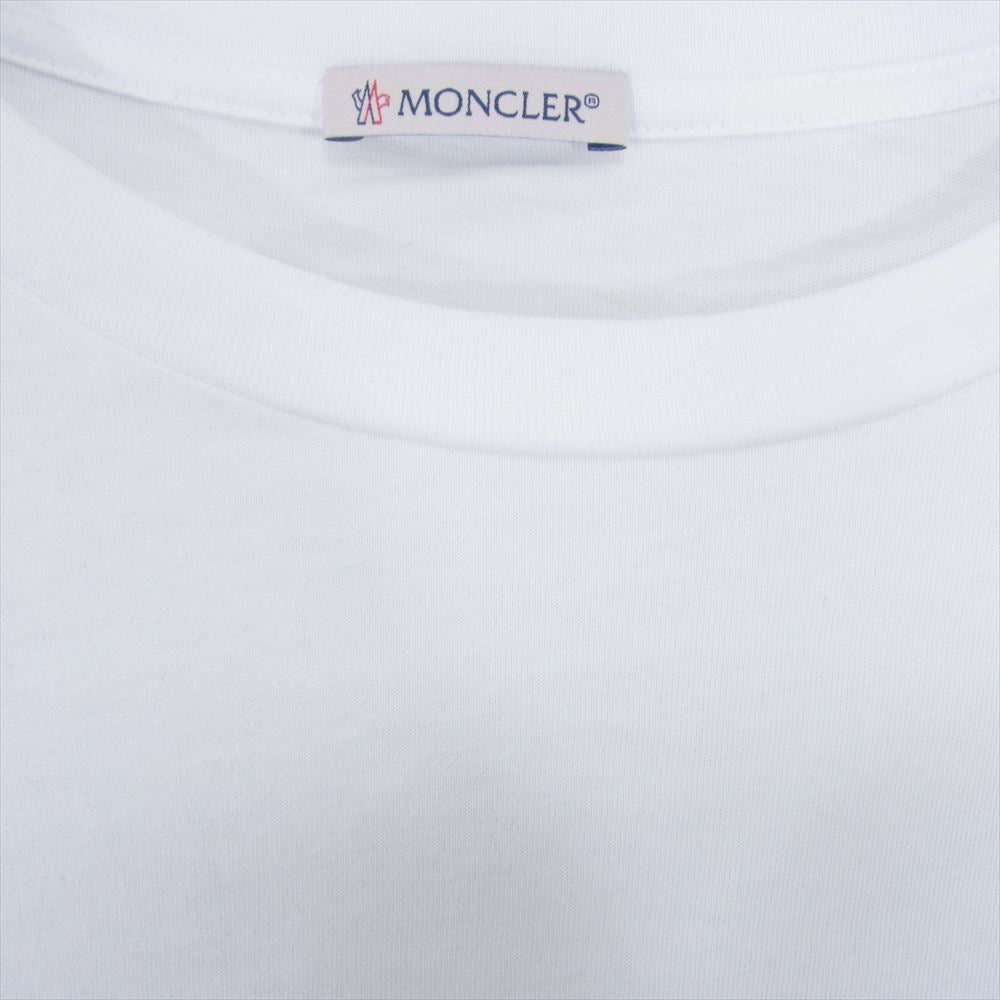 MONCLER モンクレール MAGLIA T-SHIRT マグリア ロゴプリント バックフロッキーロゴ クルーネック 半袖 Tシャツ ホワイト系 XL【中古】