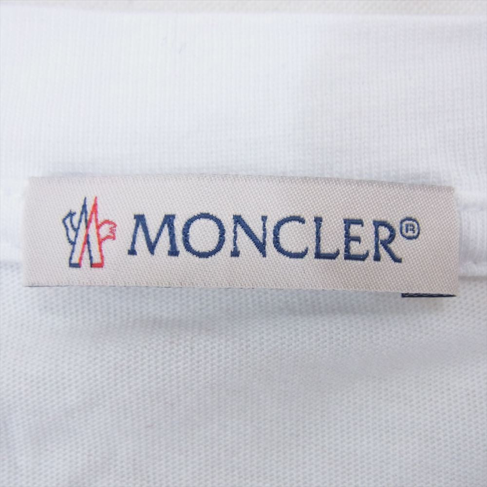 MONCLER モンクレール MAGLIA T-SHIRT マグリア ロゴプリント バックフロッキーロゴ クルーネック 半袖 Tシャツ ホワイト系 XL【中古】
