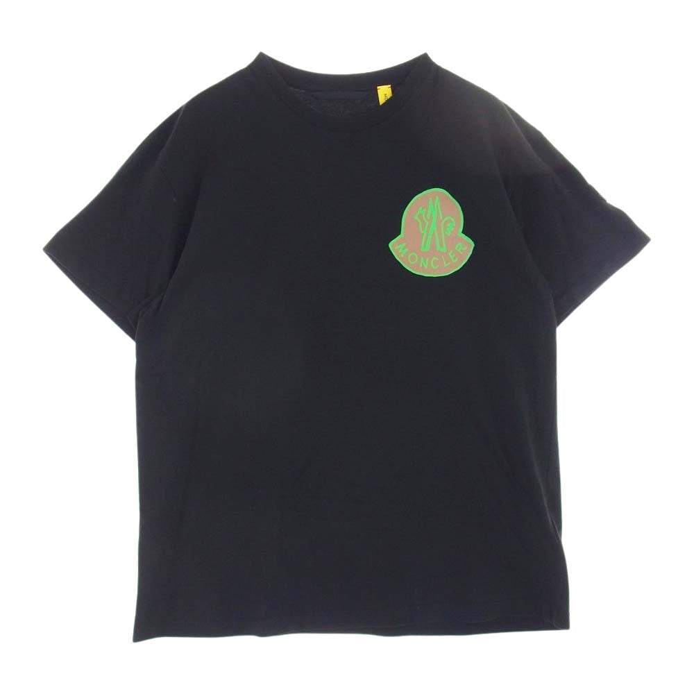MONCLER モンクレール GENIUS ジーニアス MAGLIA T-SHIRT マグリア ロゴプリント クルーネック 半袖 Tシャツ ブラック系 XL【中古】