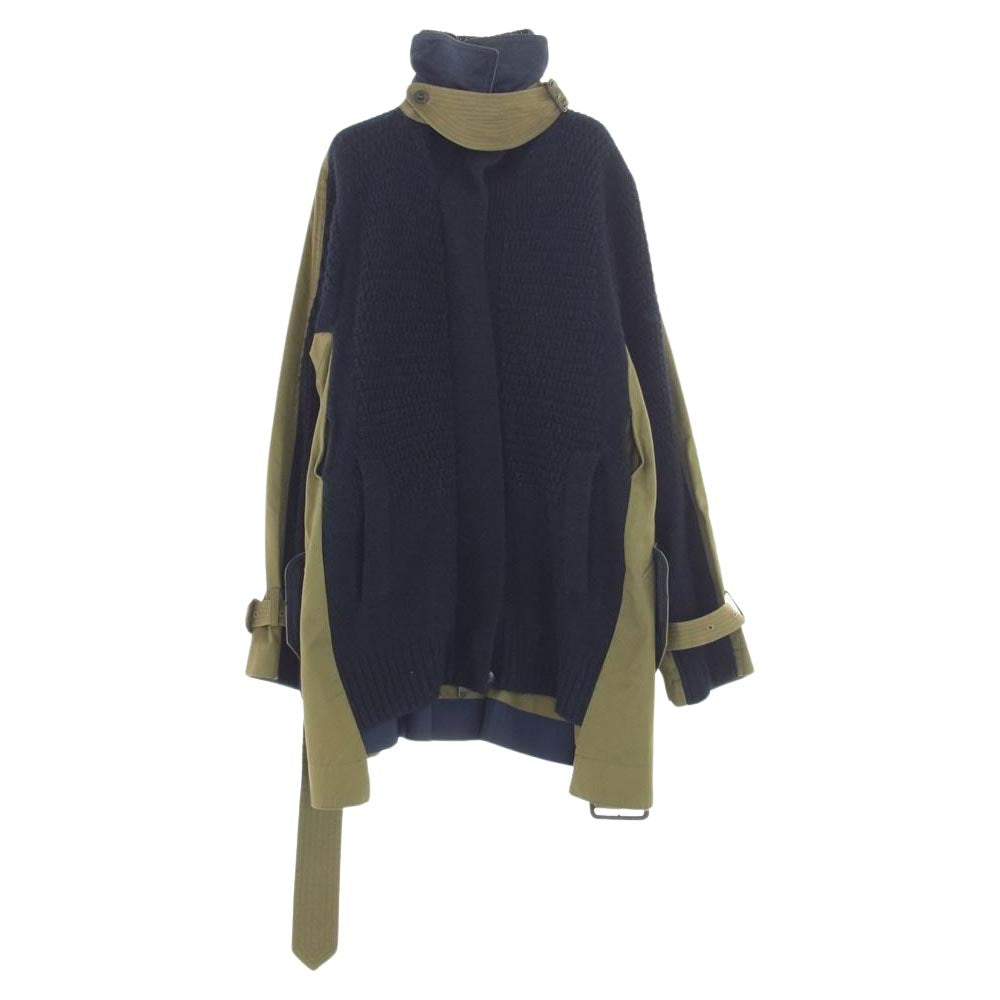 Sacai サカイ 13AW 13-01878 再構築 ニットドッキング トレンチコート ベージュ系 ネイビー系 1【中古】