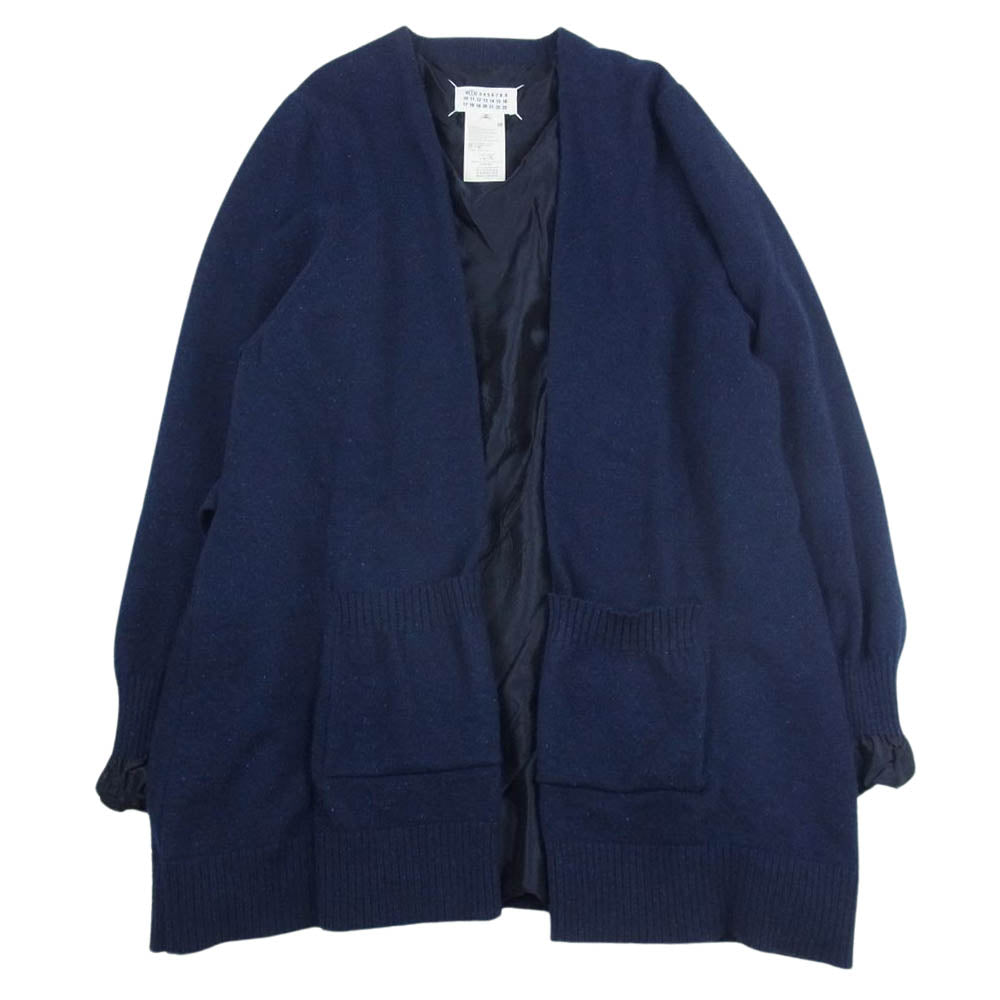 MAISON MARGIELA メゾンマルジェラ 1ライン 17AW S51HA0748 S16118 ベルテッド ミックスニット ガウンコート カーディガン ネイビー系 XS【中古】