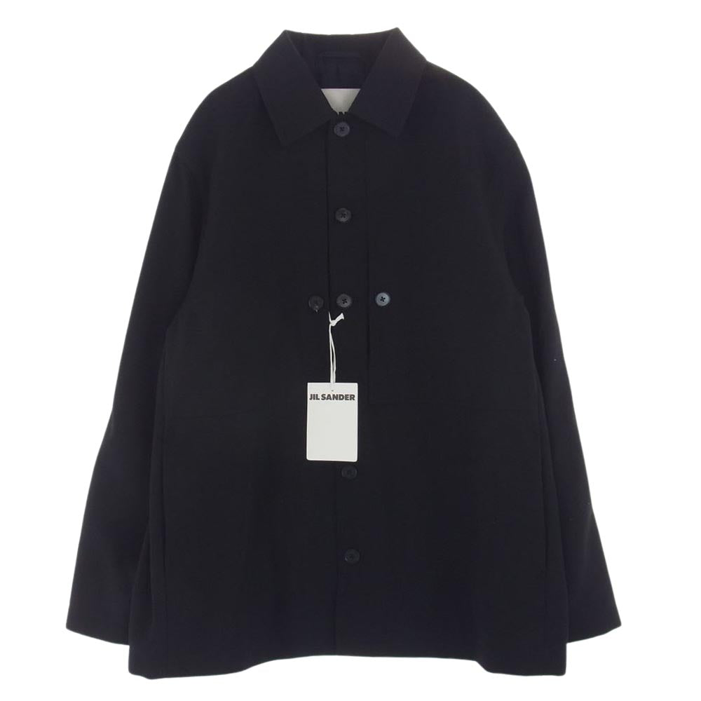 JIL SANDER ジルサンダー 20AW SMR421202 MR201500 国内正規品 ガーメントケース付き Wool Blouson Jacket ウールギャバジン オーバーサイズ シャツ ブルゾン ブラック系 44【美品】【中古】