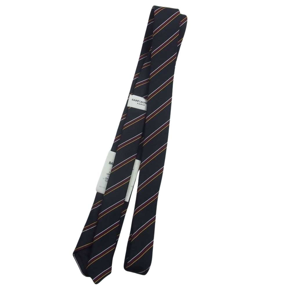 SAINT LAURENT サンローラン 469600-4Y002 TIE RAYURE CLUB VINTAGE シルク ネクタイ ネイビー系【中古】