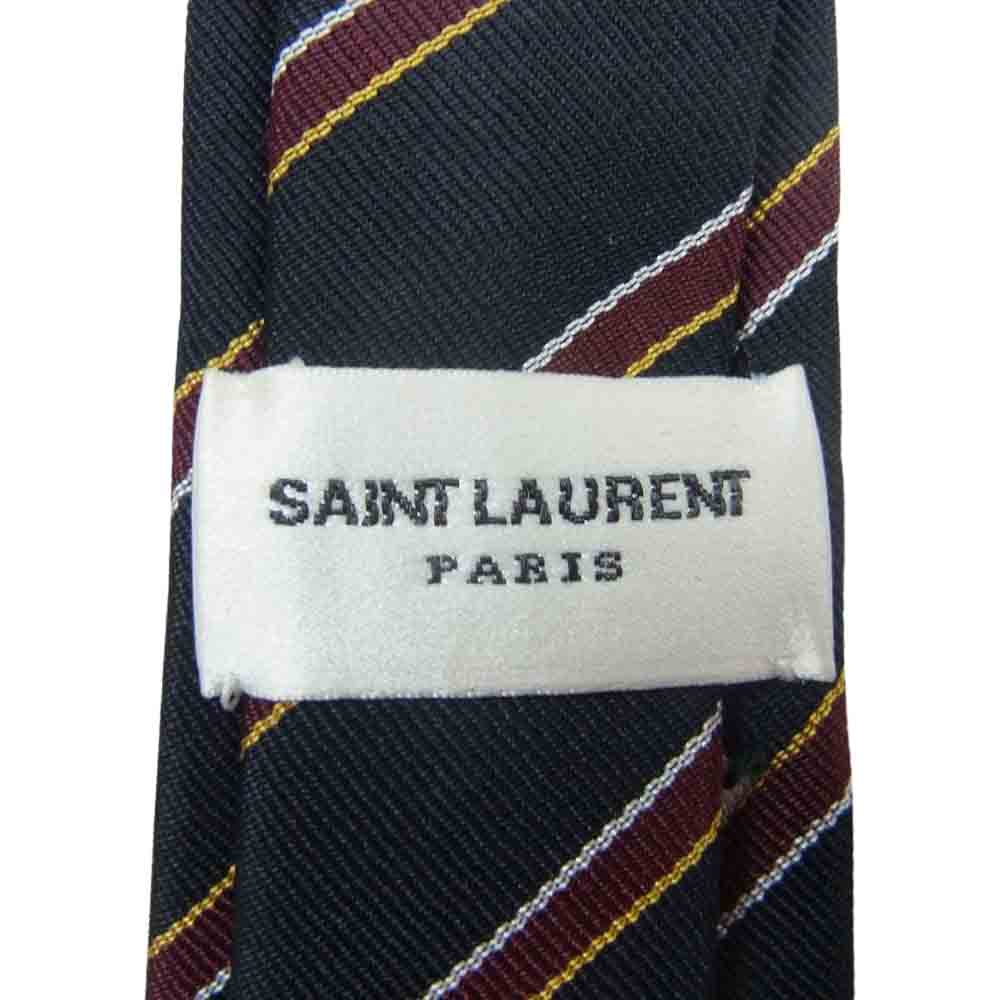 SAINT LAURENT サンローラン 469600-4Y002 TIE RAYURE CLUB VINTAGE シルク ネクタイ ネイビー系【中古】