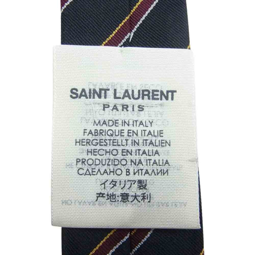 SAINT LAURENT サンローラン 469600-4Y002 TIE RAYURE CLUB VINTAGE シルク ネクタイ ネイビー系【中古】