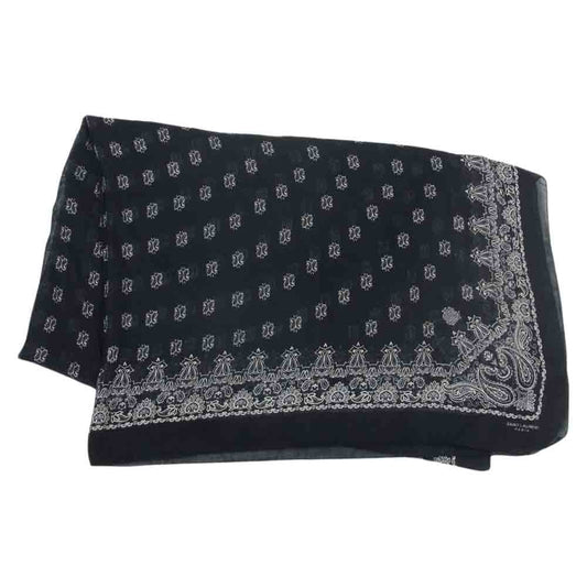 SAINT LAURENT サンローラン 346534-3Y667 SCARF ペイズリー 総柄 スカーフ ストール ブラック系【中古】