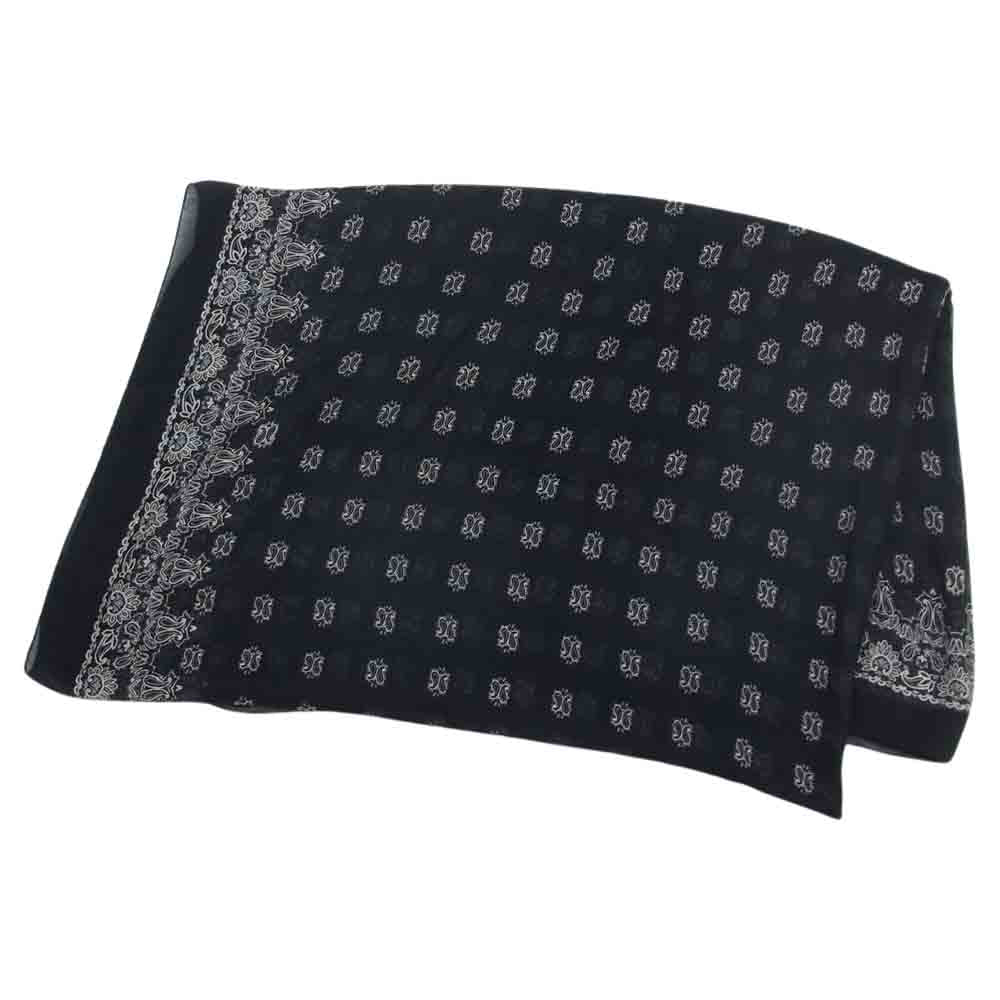 SAINT LAURENT サンローラン 346534-3Y667 SCARF ペイズリー 総柄 スカーフ ストール ブラック系【中古】