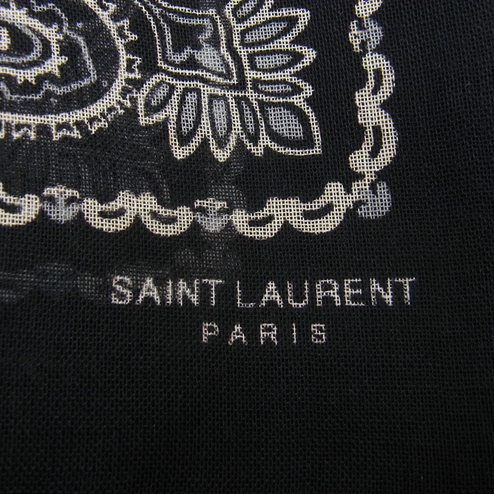 SAINT LAURENT サンローラン 346534-3Y667 SCARF ペイズリー 総柄 スカーフ ストール ブラック系【中古】