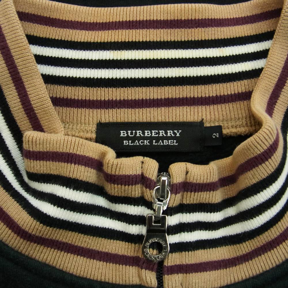 BURBERRY BLACK LABEL バーバリーブラックレーベル リブボーダー フルジップ スウェット トラックジャケット ブラック系 2【中古】
