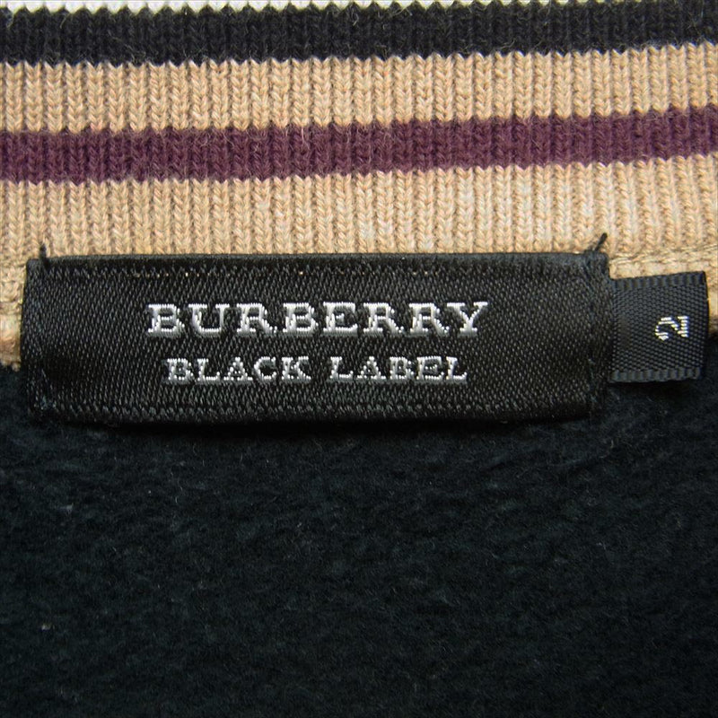 BURBERRY BLACK LABEL バーバリーブラックレーベル リブボーダー フルジップ スウェット トラックジャケット ブラック系 2【中古】