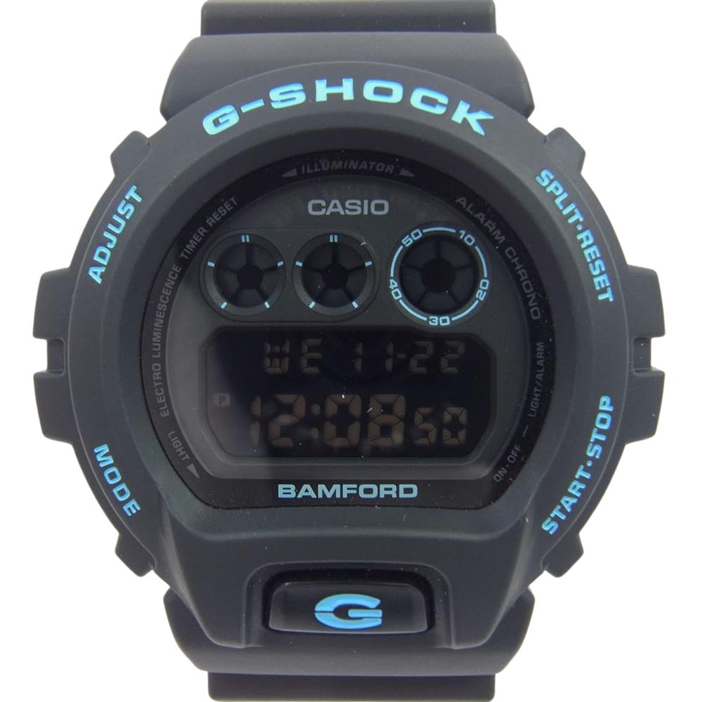 G-SHOCK ジーショック DW-6900BWD-1ER × BAMFORD バンフォード スペシャルボックス仕様 デジタル 腕時計 ウォッチ ブラック系 ライトブルー系【美品】【中古】