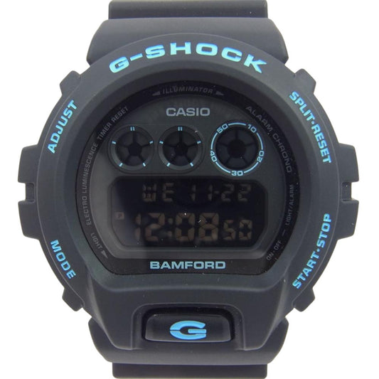 G-SHOCK ジーショック DW-6900BWD-1ER × BAMFORD バンフォード スペシャルボックス仕様 デジタル 腕時計 ウォッチ ブラック系 ライトブルー系【美品】【中古】