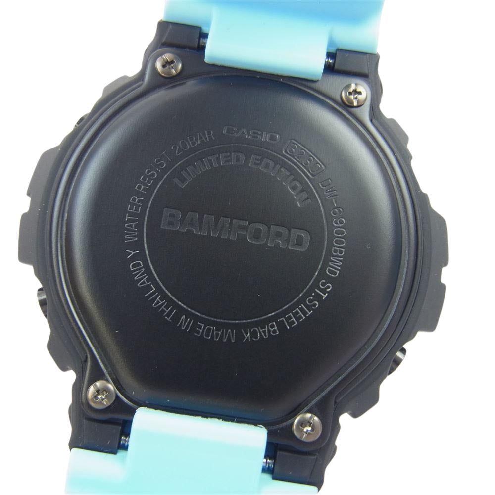 G-SHOCK ジーショック DW-6900BWD-1ER × BAMFORD バンフォード スペシャルボックス仕様 デジタル 腕時計 ウォッチ ブラック系 ライトブルー系【美品】【中古】