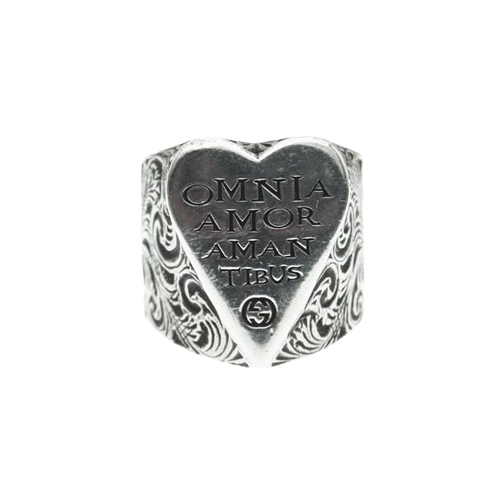 GUCCI グッチ OMNIA AMOR AMANTIBUS エングレービング ハート エイジング フィニッシュ シルバー リング シルバー系【中古】