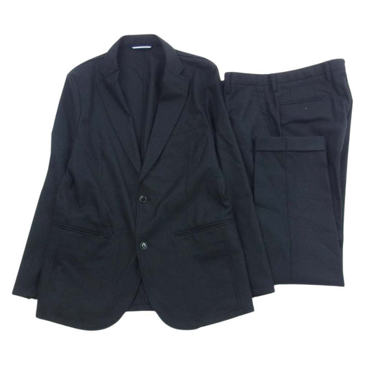 SHIPS シップス 117-04-0245 Flanne.lana SUPER 100s WOOL ラナウール  2B テーラード ジャケット ダブル スラックス セットアップ ブラック系 S【中古】