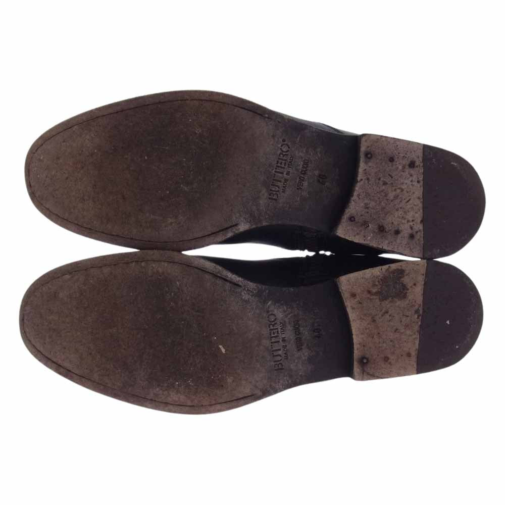 BUTTERO ブッテロ B5323 OPERA オペラ レザー サイドジップブーツ シューズ ブラック系 40インチ【中古】