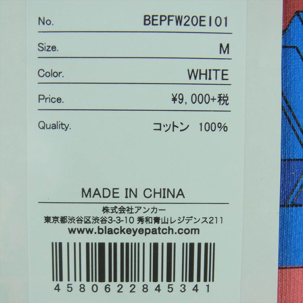 ブラック アイ パッチ 20AW BEPFW20EI01 ZEDZ プリント 長袖 Tシャツ コットン 中国製 ホワイト系 M【新古品】【未使用】【中古】