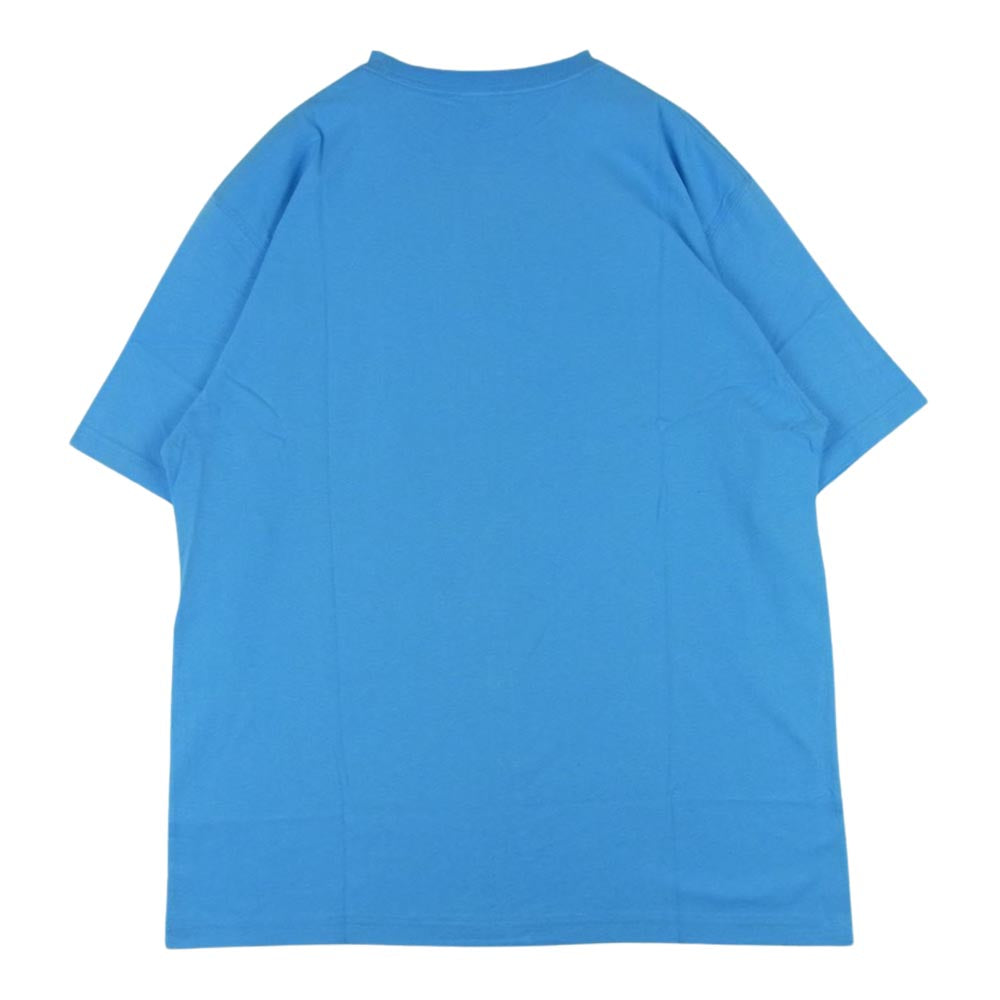 ブラック アイ パッチ 22SS BEPSS22EI42 PRIORITY LABEL TEE ロゴラベル プリント 半袖 Tシャツ ライトブルー系 サックスブルー XL【新古品】【未使用】【中古】