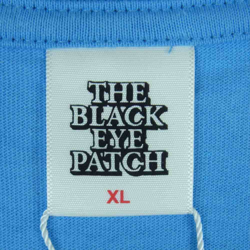 ブラック アイ パッチ 22SS BEPSS22EI42 PRIORITY LABEL TEE ロゴラベル プリント 半袖 Tシャツ ライトブルー系 サックスブルー XL【新古品】【未使用】【中古】
