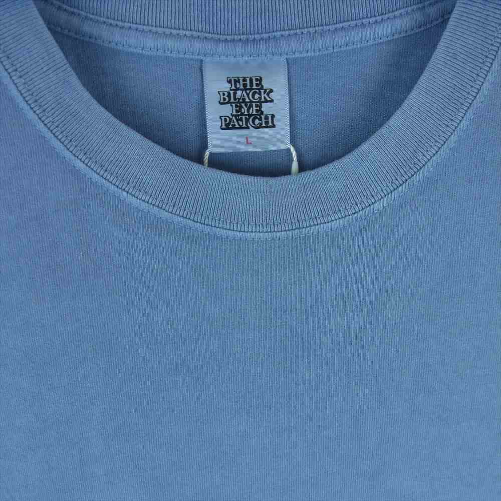 ブラック アイ パッチ 23SS BEPSS23TE32 PIGMENT DYED SMALL OG LABEL TEE ピグメントダイ加工 半袖 Tシャツ グレイッシュライトブルー系 L【新古品】【未使用】【中古】