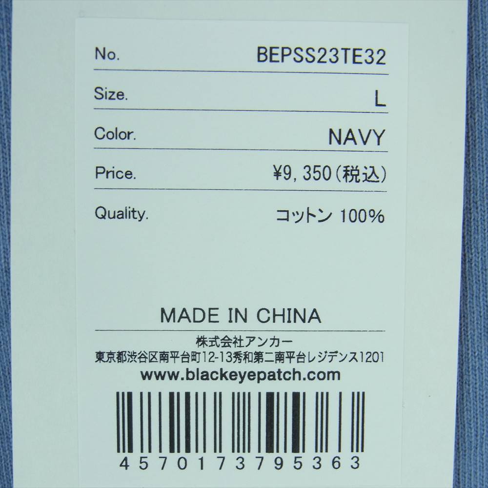 ブラック アイ パッチ 23SS BEPSS23TE32 PIGMENT DYED SMALL OG LABEL TEE ピグメントダイ加工 半袖 Tシャツ グレイッシュライトブルー系 L【新古品】【未使用】【中古】