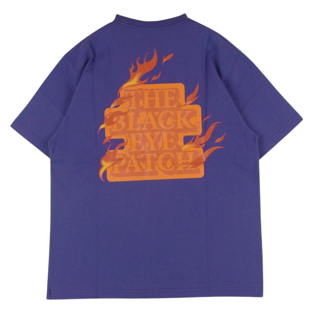 ブラック アイ パッチ 23SS BEPSS23TE53 BURNING OG LABEL TEE バーニング ロゴラベル プリント 半袖 Tシャツ パープル系 M【新古品】【未使用】【中古】