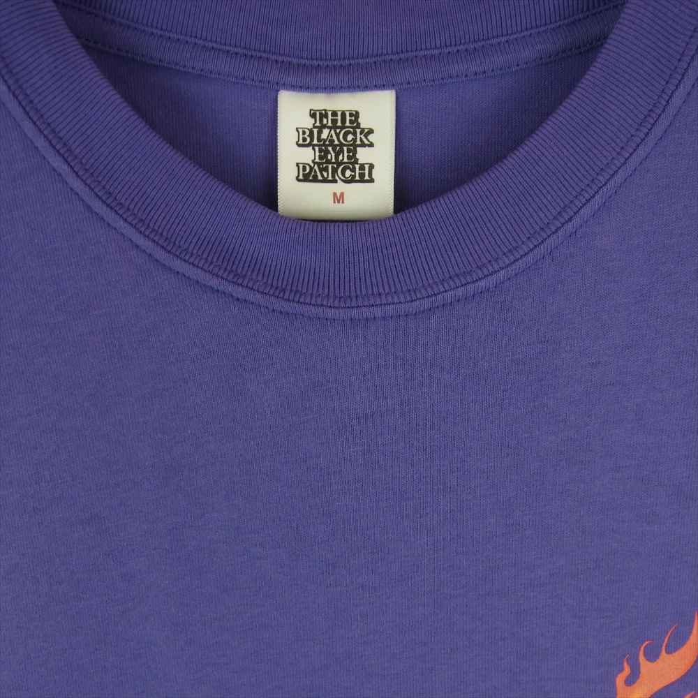 ブラック アイ パッチ 23SS BEPSS23TE53 BURNING OG LABEL TEE バーニング ロゴラベル プリント 半袖 Tシャツ パープル系 M【新古品】【未使用】【中古】