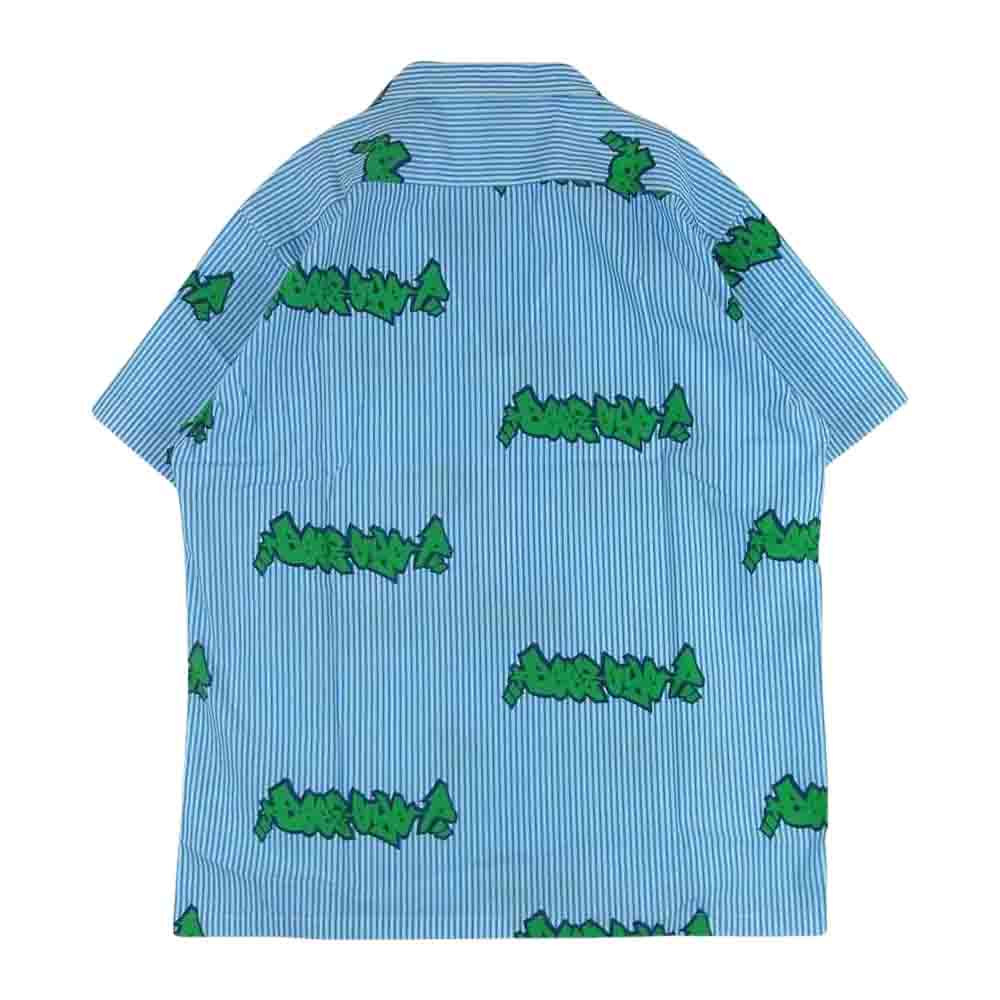 ブラック アイ パッチ 22AW BEPFW22TP12 STRIPE SHIRTS 半袖 オープンカラー 開襟 シャツ ライトブルー系 ホワイト系 グリーン系 L【新古品】【未使用】【中古】