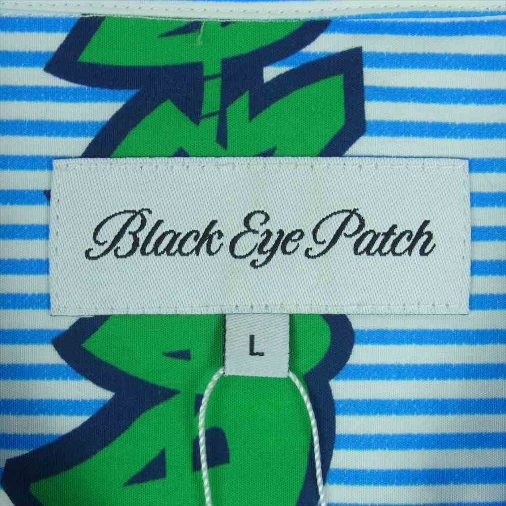 ブラック アイ パッチ 22AW BEPFW22TP12 STRIPE SHIRTS 半袖 オープンカラー 開襟 シャツ ライトブルー系 ホワイト系 グリーン系 L【新古品】【未使用】【中古】