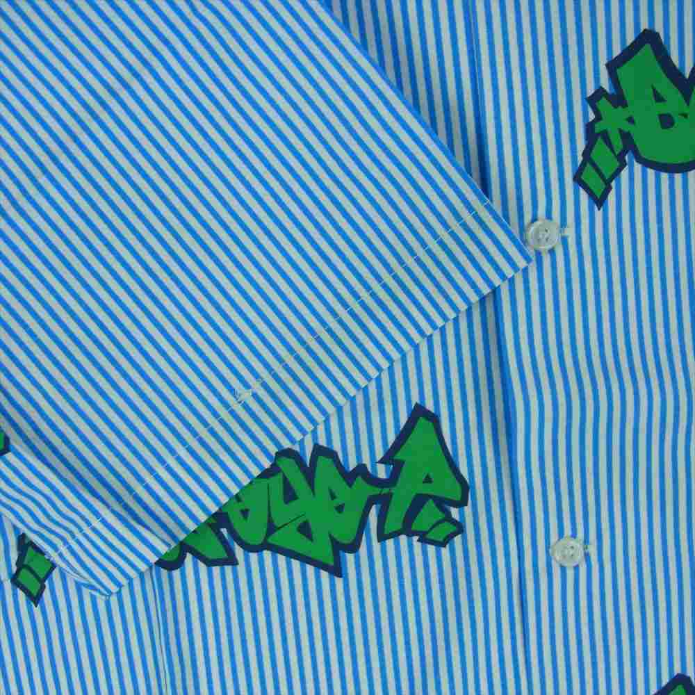 ブラック アイ パッチ 22AW BEPFW22TP12 STRIPE SHIRTS 半袖 オープンカラー 開襟 シャツ ライトブルー系 ホワイト系 グリーン系 L【新古品】【未使用】【中古】