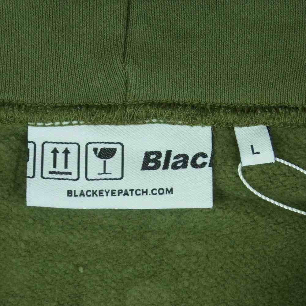 ブラック アイ パッチ 21AW BEPFW21TP25 HANDLE WITH CARE ZIP HOODIE フルジップ スウェット パーカー カーキ系 L【新古品】【未使用】【中古】