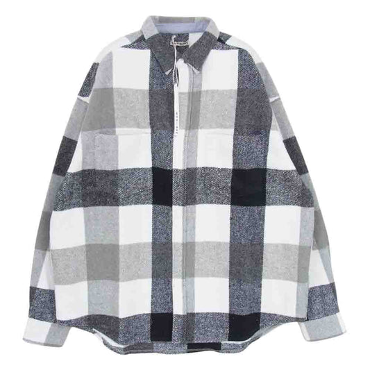 ウェンズデイ wzd-S4-1014 PULLOVER WOOL BLOCK CHECK SHIRT プルオーバー ウール ブロック チェック シャツ ブラック系 L【新古品】【未使用】【中古】